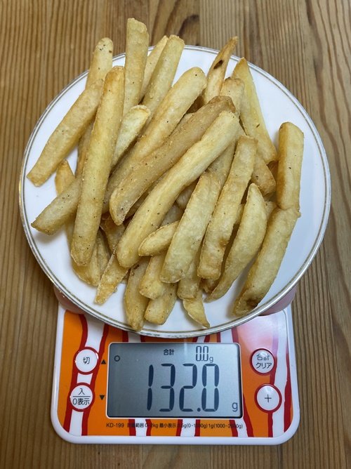 モスバーガーのLサイズポテトの重さ